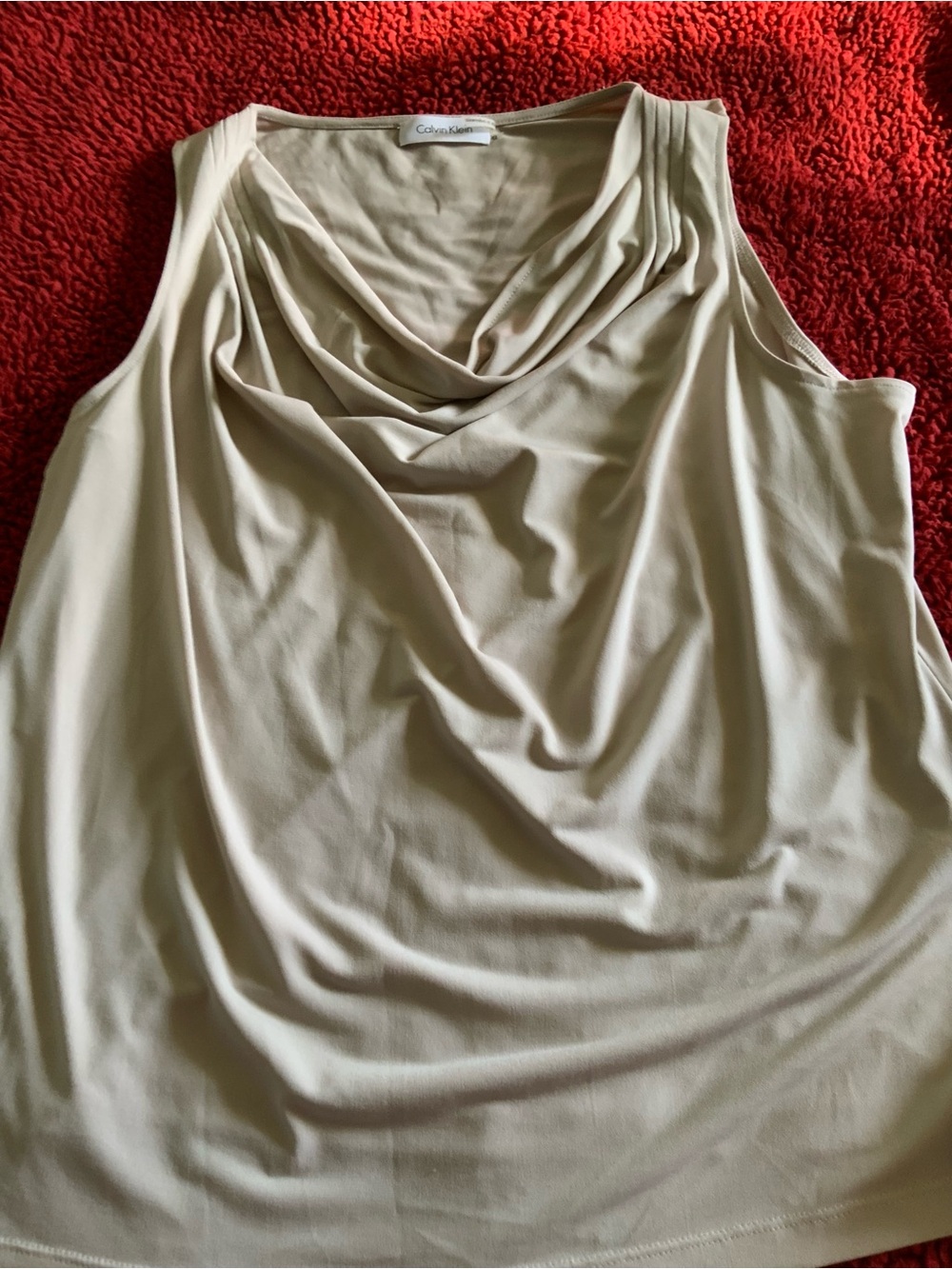 Calvin Klein Beige Cowl Neck Sleeveless Top